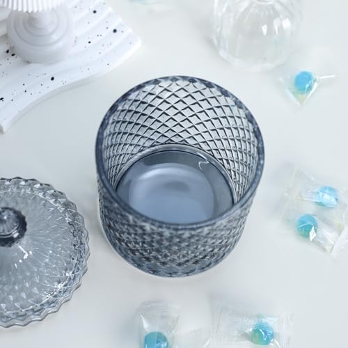 Sizikato Diamond Faceted Glass Candy Jar with Lid, 10oz Grey Decorative Jar, Nut Jar, Dried Fruit Storage Jar. - Image 6