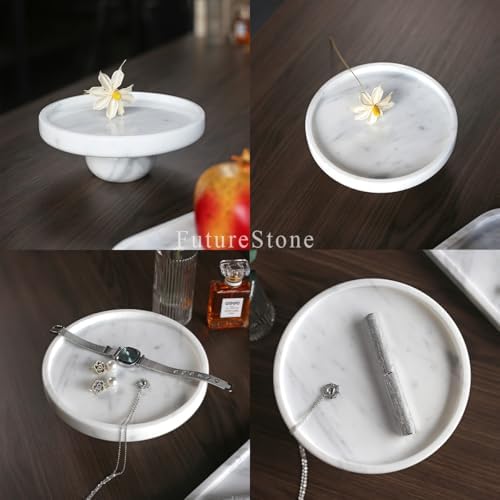 Marble Decorative Tray, 7" Round Marble Tray for Coffee Table - Image 4