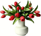 14 Pcs Real Touch Tulips Artificial Flowers Latex Stems Red by Unknown