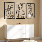 CHENGU 3 Pieces Metal Minimalist Abstract Woman Wall Art Line Drawing Wall Art Decor Single Line Female Home Hanging for Kitchen Bathroom Living Room - Image 5