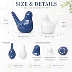 Small Ceramic Bird Statue and Sculpture for Home Decor Accents,Modern Animal Ornaments for Living Room,Bedroom,Coffee Table Centerpiece,Bookshelf,Cabinets,Cute Knick Knacks for Shelves (Blue White) - Image 2