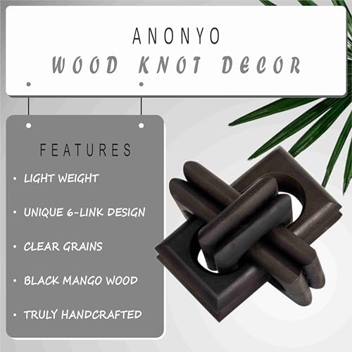 Boho Wooden Chain Links Decorative Object for Coffee Table & Shelf | Handmade Mango Wood Knot Sculpture | Rustic Modern Arch Décor for Living Room, Entryway, Console,Office Home Accent (Black) - Image 2