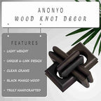 Boho Wooden Chain Links Decorative Object for Coffee Table & Shelf | Handmade Mango Wood Knot Sculpture | Rustic Modern Arch Décor for Living Room, Entryway, Console,Office Home Accent (Black) - Image 2