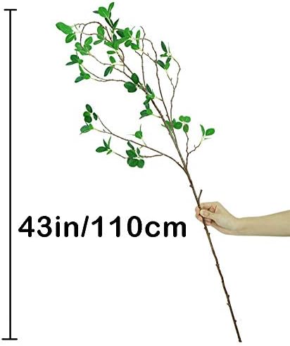 Ollain 43" Artificial Greenery Stems Plants Faux Leaf Green Eucalytus Branches Ficus Twig Fern Fake Green Bushes Shrubs for Home Party Wedding Decoration (4 Pack) - Image 2