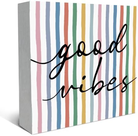 SRADMO Boho Striped Inspirational Wood Box Sign Desk Decor by SRADMO