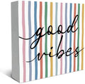SRADMO Boho Striped Inspirational Wood Box Sign Desk Decor by SRADMO
