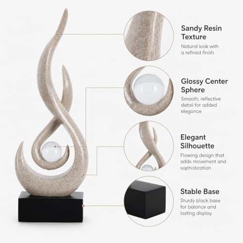 Modern Abstract Art Table Decoration,Resin Flame Statue Modern Centerpiece Ornaments for Living Room Great Gift Idea Home Decor,Collectibles (Grey) - Image 4