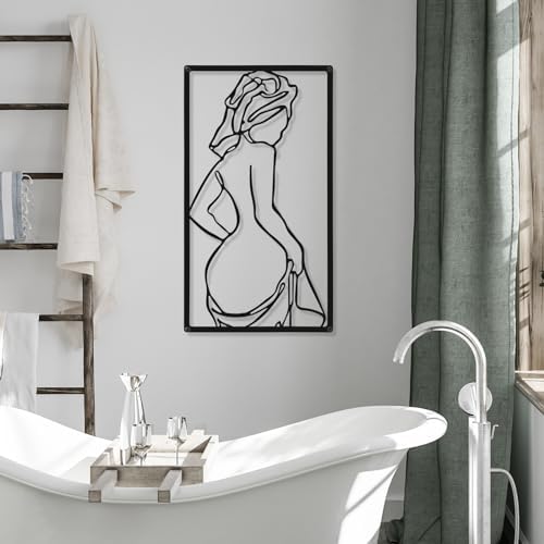 CHENGU 3 Pieces Metal Minimalist Abstract Woman Wall Art Line Drawing Wall Art Decor Single Line Female Home Hanging for Kitchen Bathroom Living Room - Image 3