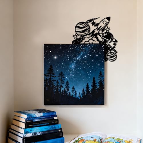 CUTHOLLOW Rocket Universe Door Topper Sign Metal Wall Art Decor - Image 5