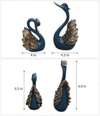 2pcs Swan Statues Couple's Home Decorations for Living Room Decor and Accessories, Sculptures Home Decor for Coffee Table, Book Shelf Decor Accents (Blue) - Image 2