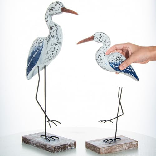 Wooden Seagull Statues Nautical Decor, Large Sea Bird Decoration for Home Coastal Beach Ocean Table Display - Image 4