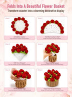 Crochet Flower Bouquet Coasters, Cotton Rose Gifts for Home Decor 1Pc - Image 3
