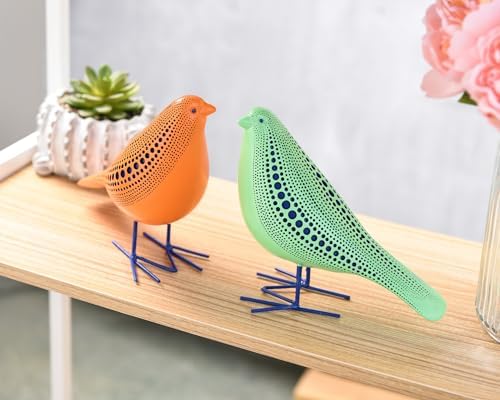 Quoowiit Bird Figurine, Modern Sculpture and Statues for Home Decor, Animal Statues for Bookshelf, Table, Entryway, Fireplace, Resin Decorative Sculpture with Chic Polka Dots Art Design (Green) - Image 4