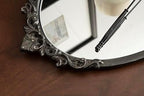 Kate and Laurel Arendahl Vintage Oval Mirrored Decorative Tray, 17 x 10, Antique Black, Traditional Ottoman Tray for Living Room Home Decor with Ornate Detailing - Image 5