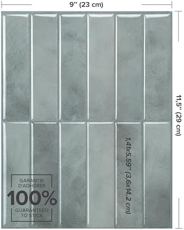 Smart Tiles Peel and Stick backsplash, Stacked Frost Gray, 11.43"x9" - Image 4