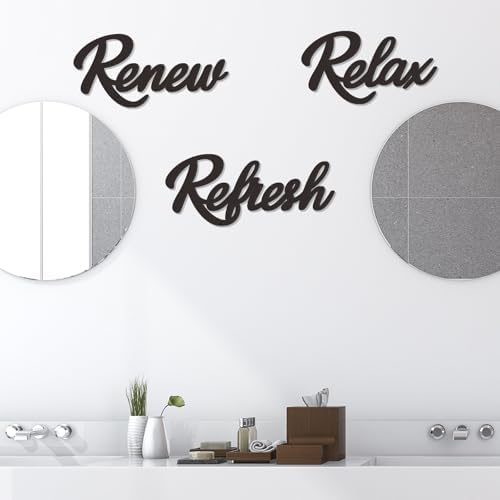 3 Pieces Bathroom Decor Black Bathroom Wall Art Relax Renew Refresh - Image 5