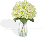 Garvee Artificial Green Hydrangea Flowers Arrangement with Vase, 6 PCS Silk Hydrangea Bouquet Centerpiece with Faux Water, Realistic Fake Flowers for Table Centerpiece, Home, Office, Wedding Decor by Garvee