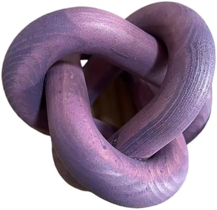 Wood Knot Chain Link Decor - 3 Link Boho Wooden Hand Carved Decorative Wooden Links Knots for Coffee Table Entryway Modern Farmhouse Shelf Decoration (Purple) by DEERWINUniqueHomeDecor