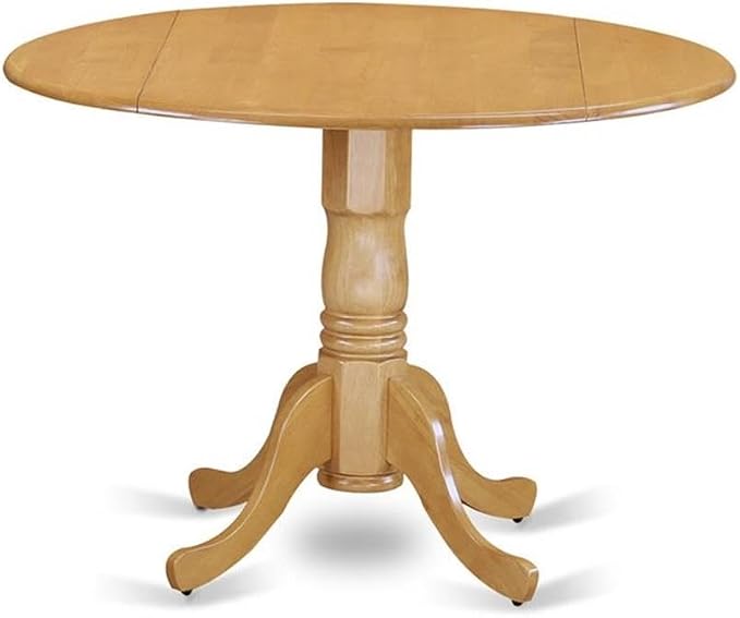 East West Furniture DLBO3-OAK-W 3 Piece Dining Set Contains a Round Dining Room - Image 3