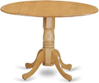 East West Furniture DLBO5-OAK-W 5 Piece Dining Set Includes a Round Dining Room - Image 3