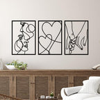 3 Pcs Metal Minimalist Line Wall Art, Love Heart Metal Wall Decor - Image 3