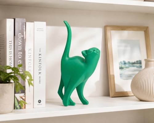 7 Inch Green Proud Cat Statue - Image 5