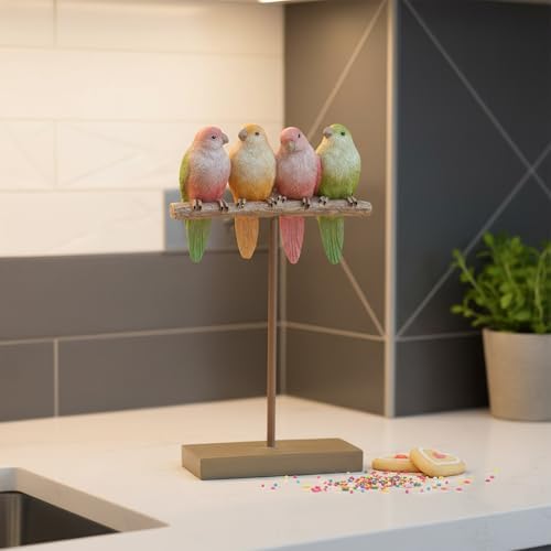 Braxio Bird Figurines Home Decor – Resin Tabletop Pink Bird Decor for Shelf Bookcase Dresser Modern Farmhouse Decorative Accent for Living Room Bedroom Office Gift - Image 6