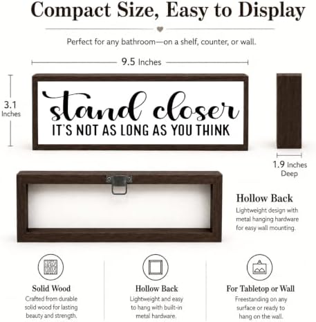 Bathroom Wooden Sign, Wash Your Hands, Funny Farmhouse Bathroom Wall Decor, Solid Wood Rustic Style for Shelf or Counter Display, Modern Farmhouse Decoration, Bath Room Decor Gift, 9.5 x 3.1 Inches - Image 6