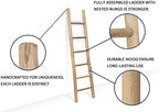 FUIN Blanket Ladder, 6ft Rustic Solid Wood Decorative Ladder, Brown - Image 3