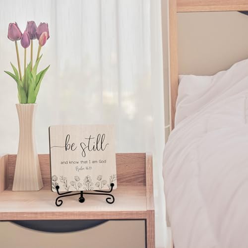 Home Decor, Farmhouse Be Still And Know That I Am God Shelf Decor For Living Room, Christian Gifts For Women Men, Entryway Tv Stand Fireplace Mantle Coffee Table Decoration (Still-15) - Image 3