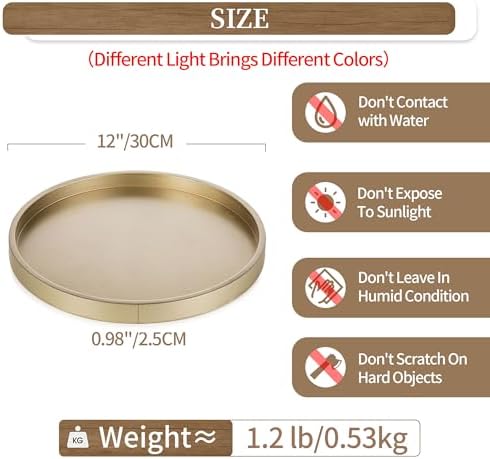 Hanobe Round Decorative Tray for Coffee Table Decor, Modern Matte Finish - Image 5
