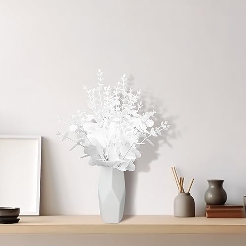 Giegxin 90 Pcs Mixed Artificial Eucalyptus Leaves Stems Bulk White - Image 6