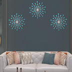 DXYAKY Set of 3 Modern Starburst Wall Decor, Metal Wall Sculpture with Crystal Accents, Blue 3D Wall Art for Living Room, Bedroom & Home, Elegant Hanging Wall Decoration - Image 2
