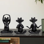 Suoedd Black Frog Yoga Figurines 3 Pcs,Modern Decor for Shelf,Desk,Office - Image 3