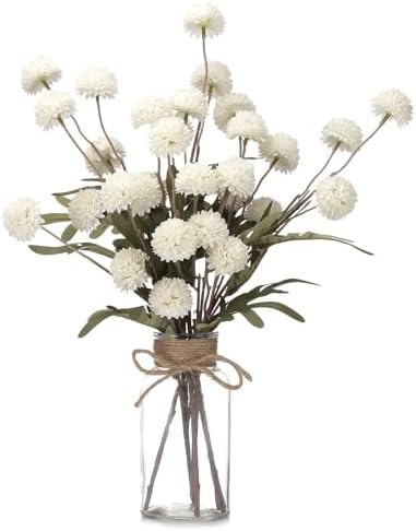 6PCS Mums Artificial Flowers with Vase - Small Silk Fake Flowers Suitable for Vase Bedroom Dining Room Living Rooms Decor Home Table Decor by QUNWREATH
