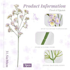 3 Pcs Artificial Wildflowers Purple Long Stem Faux Silk Flowers for Vase - Image 2