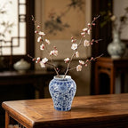 Small Blue and White Ginger Jar with Lid, 7.87 Inch Ceramic Chinoiserie Ginger Jar, Decorative Porcelain Ginger Vase with Exquisite Floral Patterns for Home, Living Room & Office - Image 5