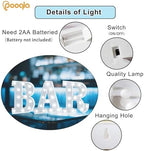 Pooqla BAR Sign for Home Bar Decor, Cool White LED Light Up Bar Sign - Image 2