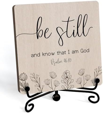 Home Decor, Farmhouse Be Still And Know That I Am God Shelf Decor For Living Room, Christian Gifts For Women Men, Entryway Tv Stand Fireplace Mantle Coffee Table Decoration (Still-15) by JUSITAKEET