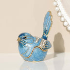 Exquisite Hand - Painted Enamel Blue Bird Trinket Box Hinged Rhinestone - Adorned Mini Jewelry Organizer for Rings & Necklaces, Ideal Classical Home Decor & Collectible Keepsake (Trinket Box-B) - Image 5