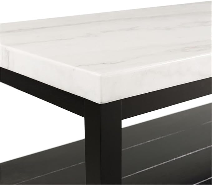 Picket House Furnishings Evie Wood Frame & Marble Top Console Table-White/Black - Image 6