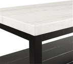 Picket House Furnishings Evie Wood Frame & Marble Top Console Table-White/Black - Image 6