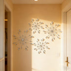 ZEXUIRU 4 Set Silver Starburst Wall Art for Home Decor Metal Bling Crystal Rhinestones Sunburst Wall Decor Sparkling Rhinestone Art Accent -Silver 13in/11.8in/9.8in/9.8in - Image 6