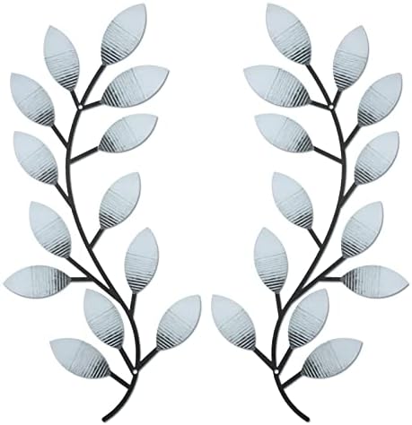 Zhengmy 2 Pcs Metal Leaf Wall Art Vine Branch Decor,Retro White by Zhengmy