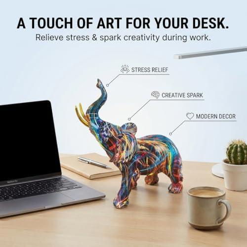 Colorful Art Elephant Figurines, Resin Elephant Statue for Home Decor - Image 4