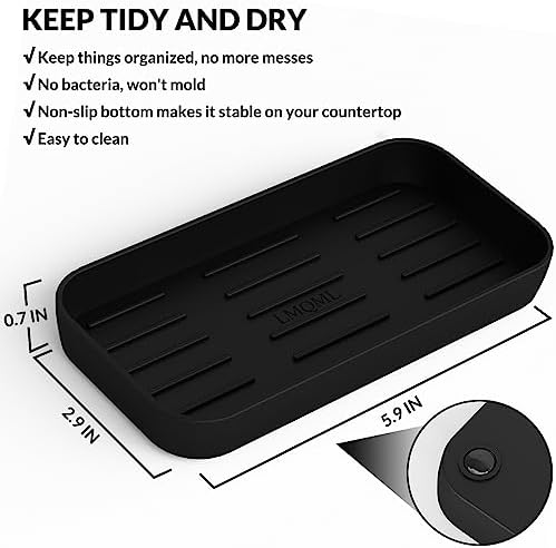 LMQML Soap Dispenser - 2 Pack, Antique Design Thick Glass Hand Soap Dispensers with Sturdy Tray; 304 Rust Proof Stainless Steel Black Pump, 12Pcs Stickers, for Kitchen, Bathroom - Image 4