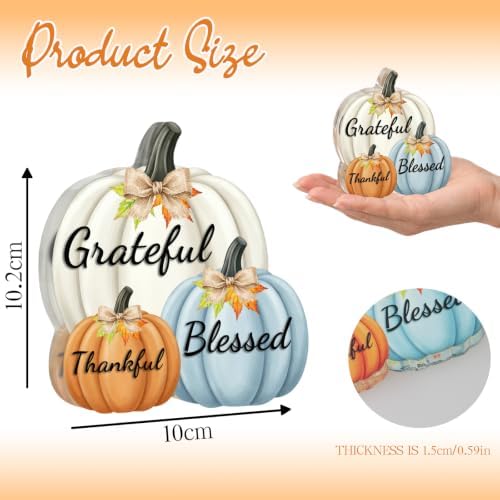 Fall Decor Thanksgiving Tabletop Pumpkin Sign, Grateful Thankful Blessed - Image 6