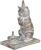 Young's Inc. Cat Figurine - Cute Cat Statue with Birthday Cake - Whimsical Decor for Cat Lovers - Cat Collectibles and Meditation Decor - 4.72" L x 2.56" W x 4.33" H by YoungsInc