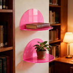 ROYALITA 2-Pack Small Acrylic Shelves Room Decor Floating Shelves, Pink - Image 2