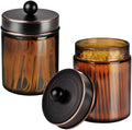 Amolliar Amber Glass Apothecary Jars Qtip Holder w/Metal Lids,ORB 2pc by Amolliar
